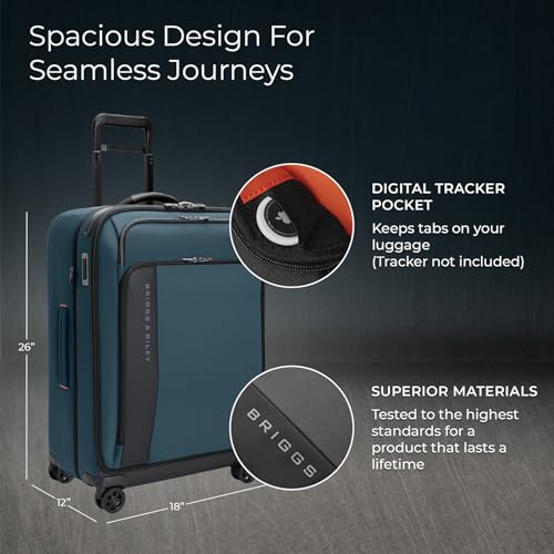 Briggs & Riley Domestic 22" Carry On Expandable Spinner - Luggage for Travel, Suitcases with Wheels, Softside Rolling Bag for Men & Women, Self-Repairing Zipper - ZDX Collection, Black