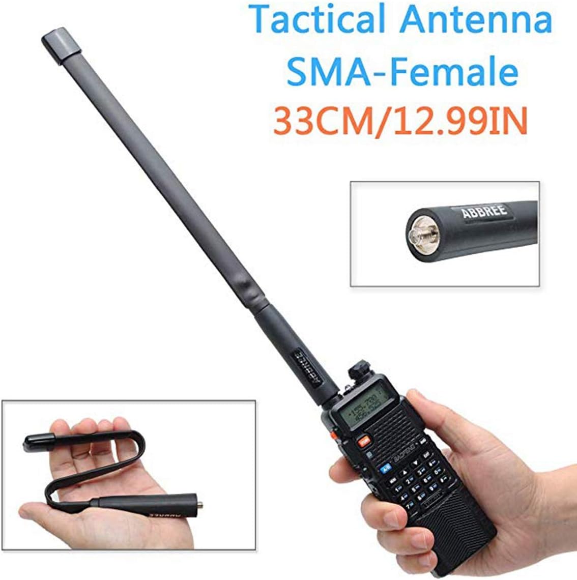 BaoFeng UV-5R High Power Tri-Power Portable Two-Way Radio 3800mAh Battery with 13.3inch ABBREE Tactical Antenna Pack of 2