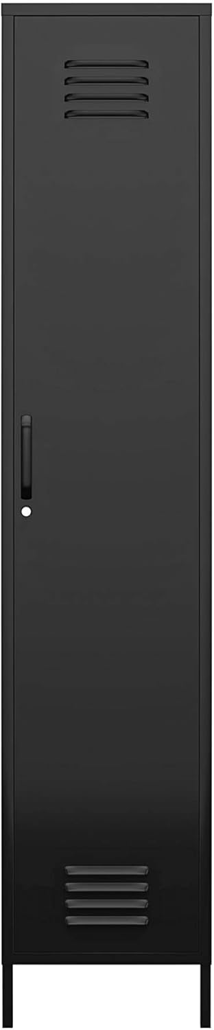 REALROOMS Shadwick Single Metal Locker Storage Cabinet, Black