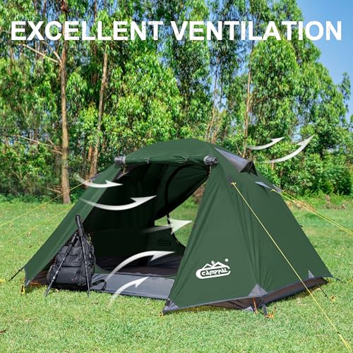 2-3 Person Tent Backpacking Tent, Waterproof Windproof 4 Season Tent for Camping, Easy Setup Two Person Tent for Backpacking, Hiking, Hunting, Motor Cycling & Biking