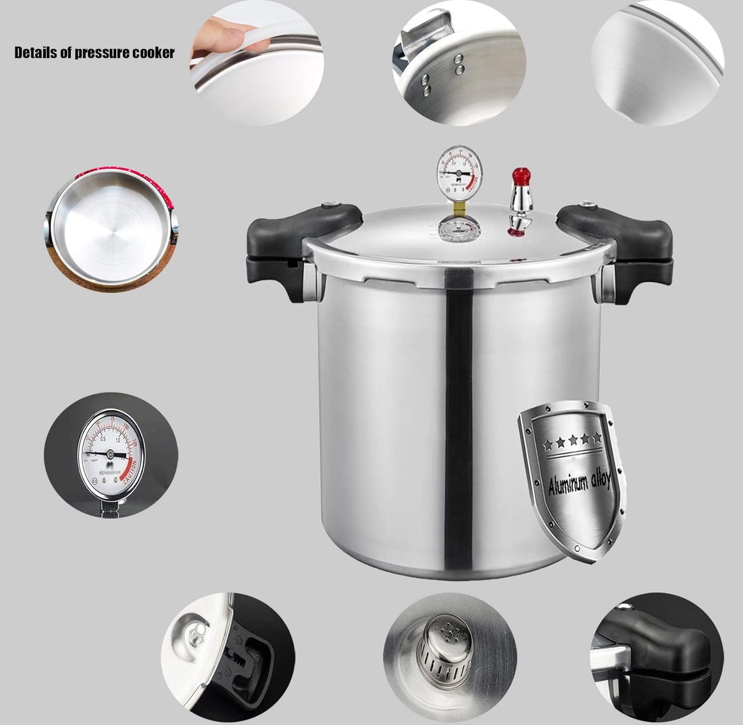 25 Quart Pressure Canner Cooker & Induction Compatible Built-in luxury digital pressure gauge With 1 steaming tray & Pressure release 13 PSI (+/- 5 Percent) Delivery from US