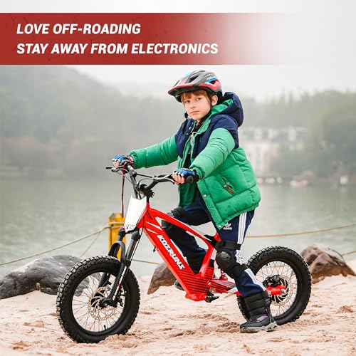 EVO18/20 Lightweight Electric Dirt Bike for Kids, 750/850W Powerful Race-Grade Electric Motorcycle, 18.6/21.7 MPH and 12.4/24.2-Mile Long Range, 3-Speed Mode, for Ages 8-14/12-16