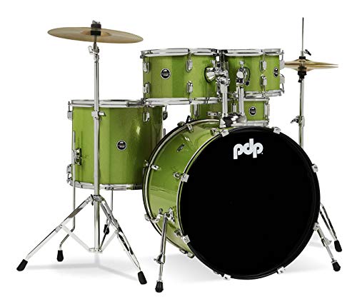 Pacific Drums Center Stage Complete Drumkit, 5 Drum Set, Iridescent Black Sparkle, 7x10, 8x12, 14x16 Floor, 16x22 Kick, 5x14 Snare (PDCE2215KTIB)