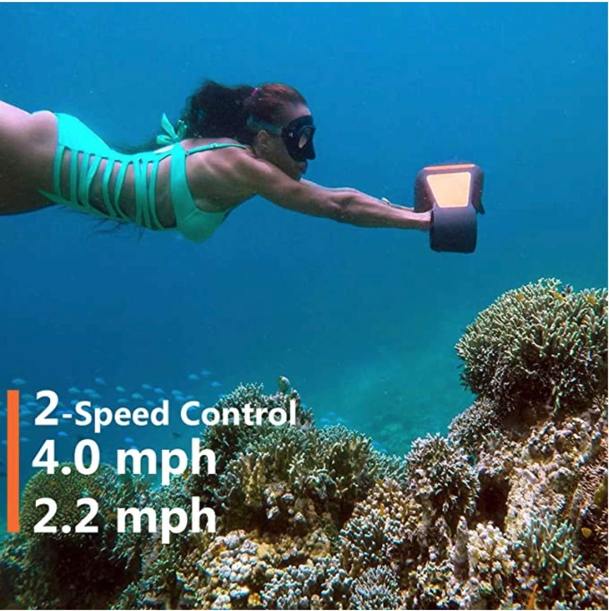 S1-Pro Underwater Sea Scooter Dual Motors 2-Speed for Water Sports Swimming Pool Diving & Snorkeling with Action Camera Mount, Dive Up to164 ft, 4 mph, 45 mins running time, Blue, 19x8x8