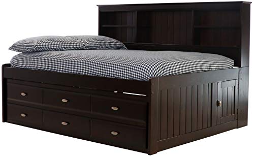 Discovery World Furniture Bookcase Daybed with 6 Drawers, Full, Espresso