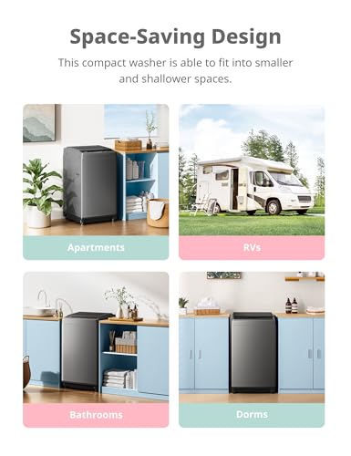 Comfee Portable Washing Machine, 0.9 cu.ft Compact Washer With LED Display, 5 Wash Cycles, 2 Built-in Rollers, Space Saving Full-Automatic Washer