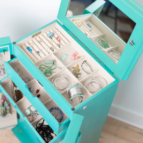 Hives & Honey - Charlize Jewelry Armoire - Fully Locking Jewelry Organization Storage - White