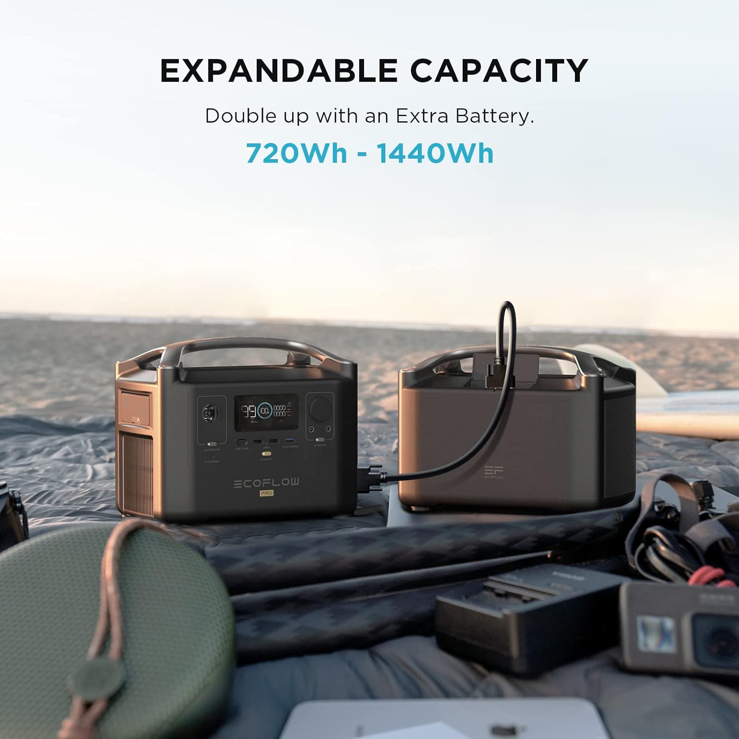EF ECOFLOW Solar Generator RIVER Pro, 720Wh Portable Power Station with 160W Solar Panel, Power Multiple Devices, Recharge 0-80% Within 1 Hour, for Camping, RV, Outdoors, Off-Grid