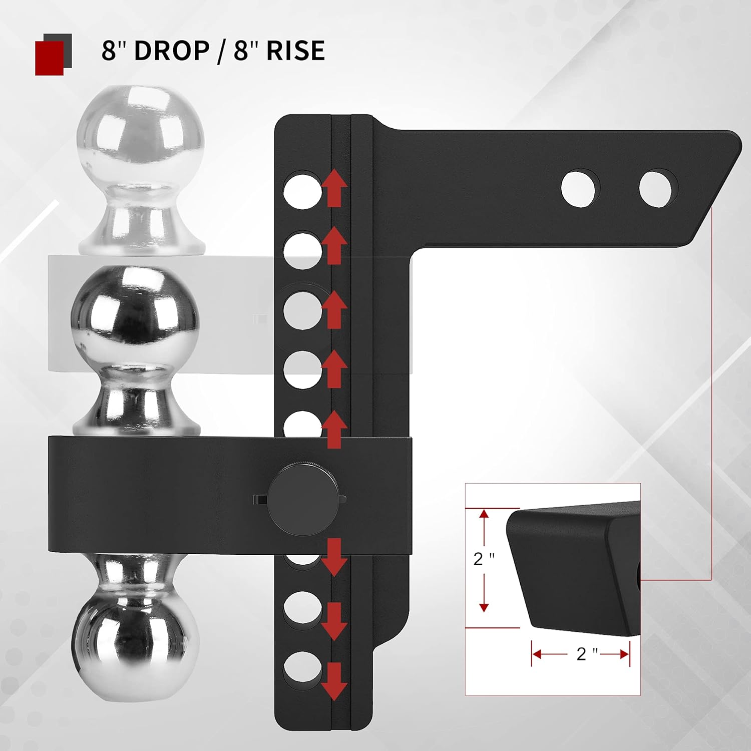 YITAMOTOR Adjustable Trailer Hitch Ball Mount, Fits 2-Inch Receiver, 10-Inch Drop Hitch w/Forged Aluminum Shank, 2-Inch and 2-5/16-Inch Combo Stainless Steel Tow Balls with Double Pin Key Locks, Black