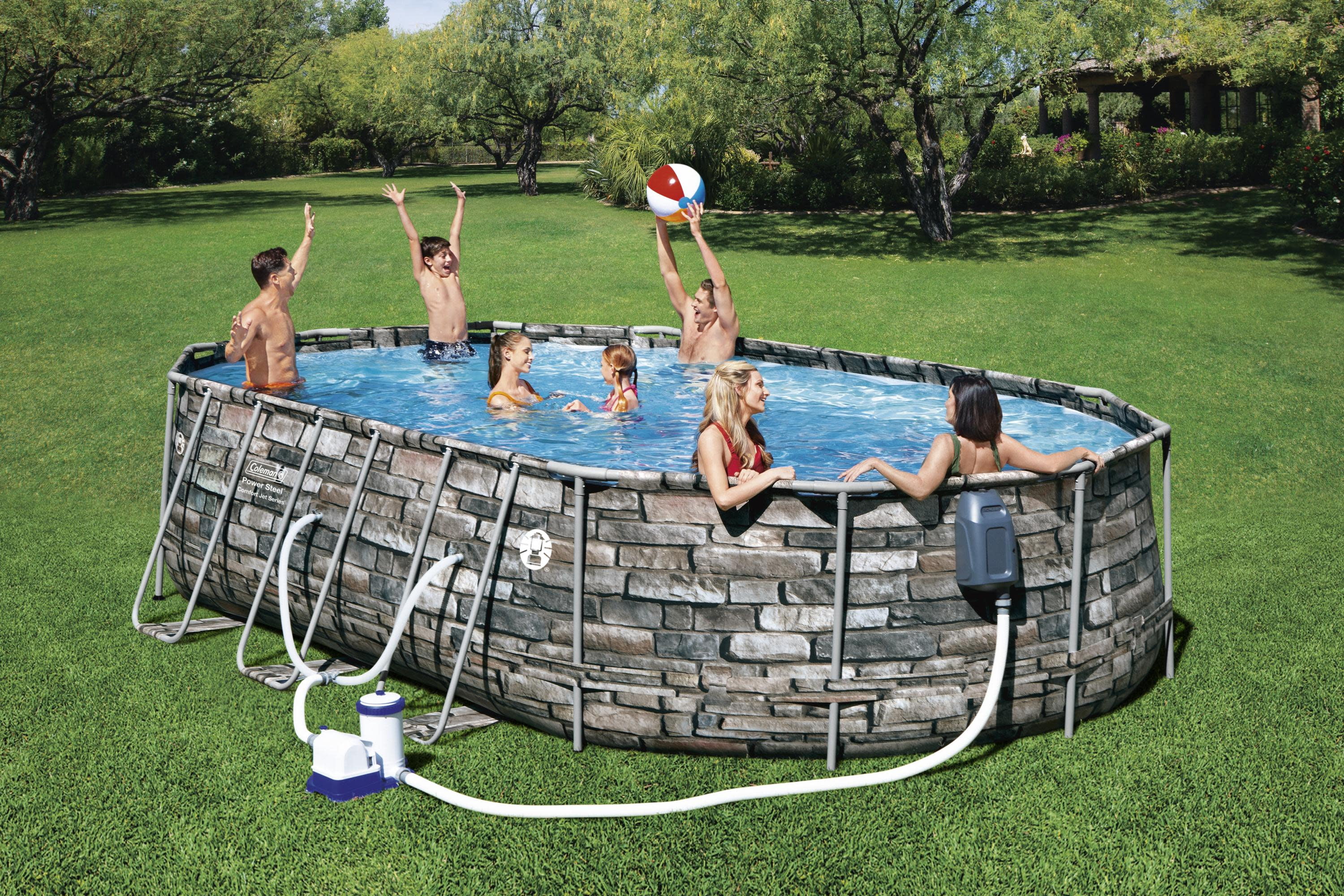 Coleman 20' Power Steel Comfort Jet Oval 48" Deep Metal Frame Above Ground Pool
