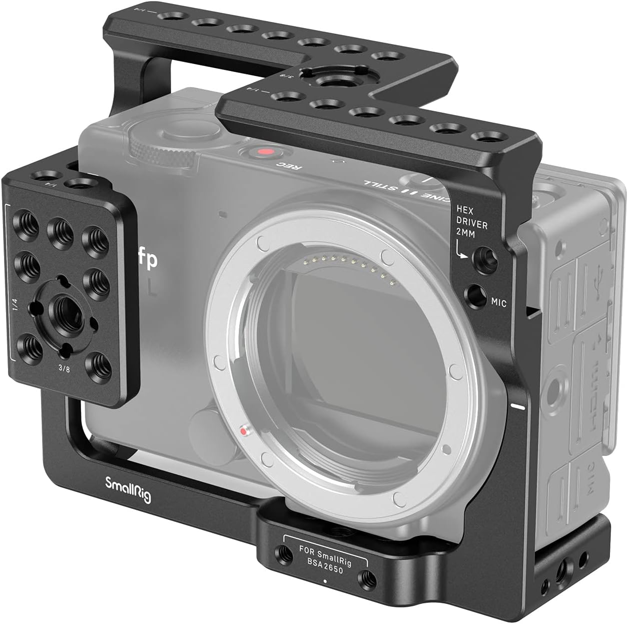 SmallRig Full Cage Only for Sigma fp & fp L Series, Comes with NATO Rail, Locating Holes for ARRI and 1/4 & 3/8 Threaded Holes - 3211
