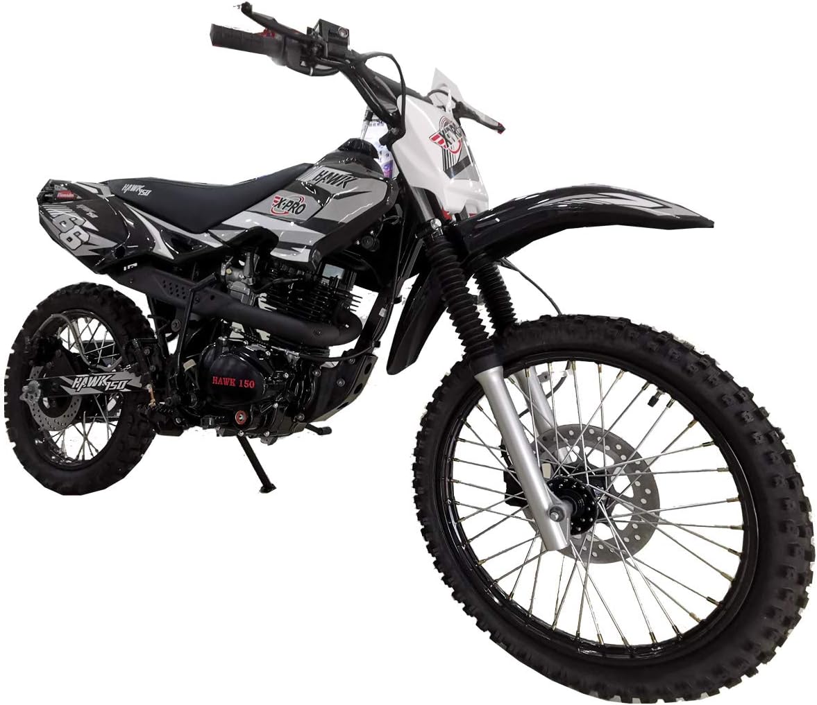 X-PRO Hawk 150cc Adults Dirt Bike Pit Bike Youth Dirt Pit Bike 125 Dirt Bike Dirt Pitbike，Big 19"/16" Wheels! (Black)