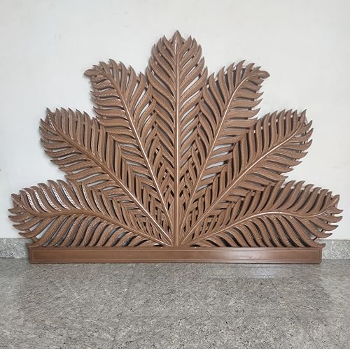 Hand Carved King Size Half Moon Bed Headboard Palm Leaf Bed Decor White Leaf Wall Art Bed Headboard Home Decor Wall Hanging (King Size- 72x45x1 inches)