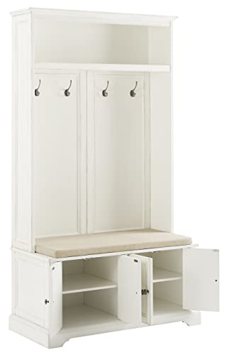 Crosley Furniture Holbrook Hall Tree, Distressed White