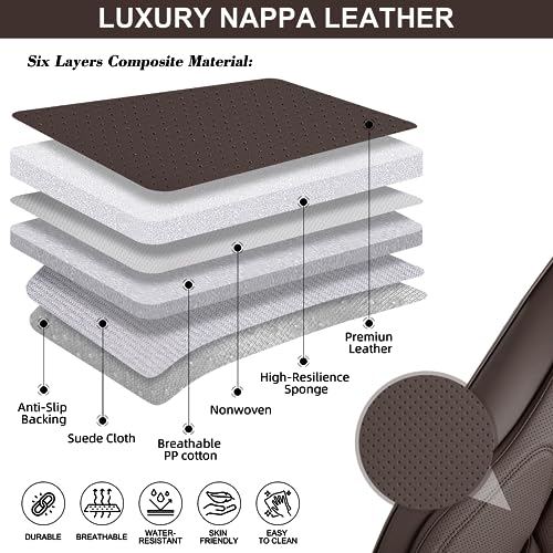 Car Seat Covers Full Set, Front and Rear Seat Covers for Cars, Waterproof Leather Auto Seat Protectors with Head Pillow, Car Seat Cushions Fit for Most Sedans SUV Pick-up Truck, Black&Navy