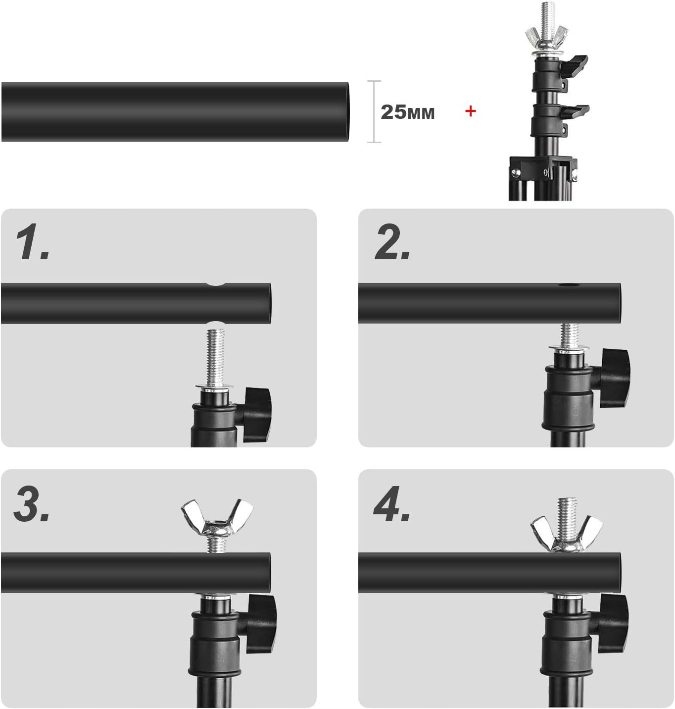 PHOPIK Photo Studio Backdrop Stand, 10ft Adjustable Photo Background Holder, Back Drop Banner Stand Support System Kit for Portrait & Studio Photography, Birthday Party