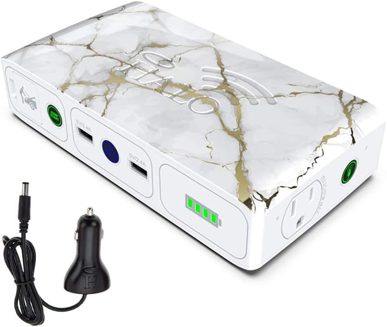 HALO Bolt Wireless ACDC - 44400 mWh Car Jump Starter with AC Outlet and Car Charger, Gold Marble (HALO Bolt ACDC Wireless)