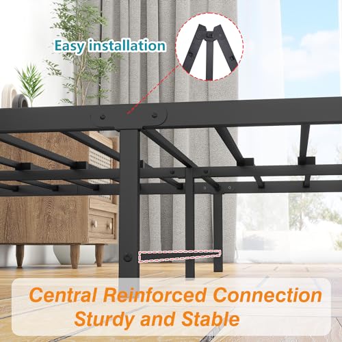 Queen Bed Frame with Storage Headboard and Footboard, Metal Platform Upholstered Bed Frame Queen Size with Charging Station, USB Ports and RGB LED Lights, No Box Spring Needed, Gray Queen Bed