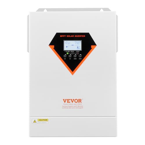 VEVOR Hybrid Solar Inverter, 6000W, All in One Pure Sine Wave Power Inverter Charger, 48V DC to 220/230V AC, with Built-in 120A MPPT Solar Controller, for Off-Grid System Lead Acid Lithium Battery