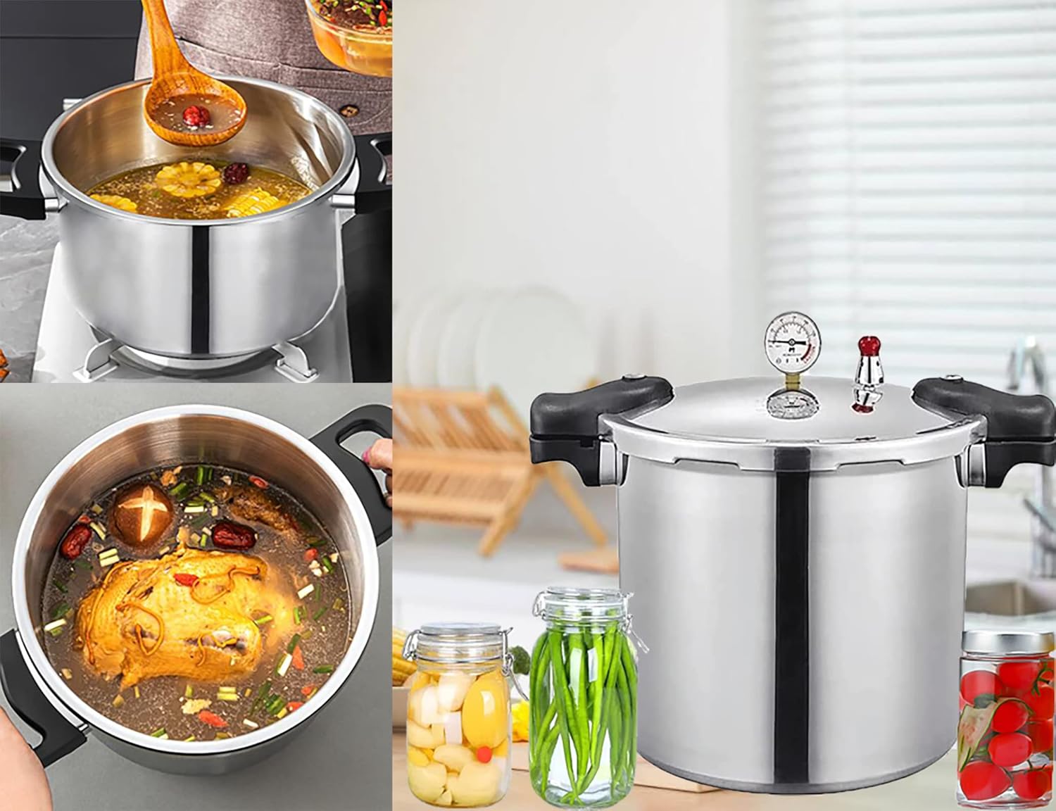 25 Quart Pressure Canner Cooker & Induction Compatible Built-in luxury digital pressure gauge With 1 steaming tray & Pressure release 13 PSI (+/- 5 Percent) Delivery from US
