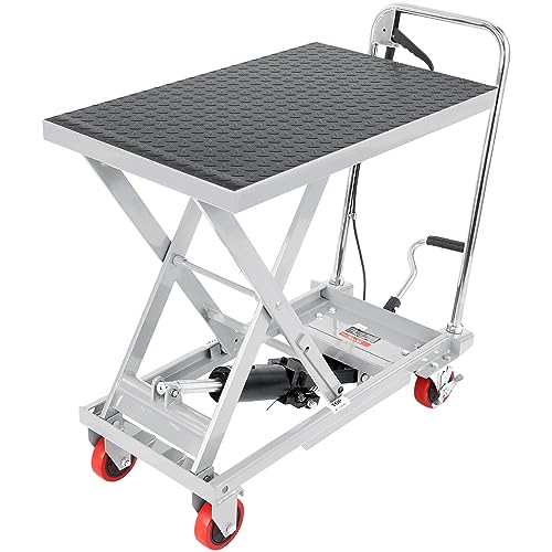 VEVOR Electric Lift Table, 330 lbs Capacity Single Scissor Lift Table, 8-28 in Height Adjustable Lifting Platform, Coffee Table Lift with 4 Wheels, for Material Handling and Transportation, Black
