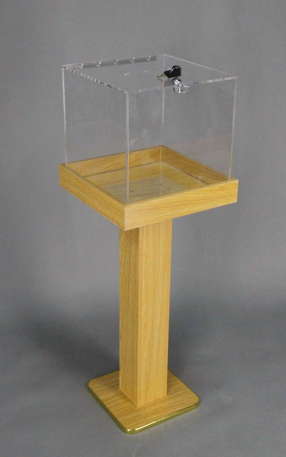 FixtureDisplays Clear Plexiglass Large Floor Standing Tithing Box Offering Box Ballot Box Church Donation Box 14301
