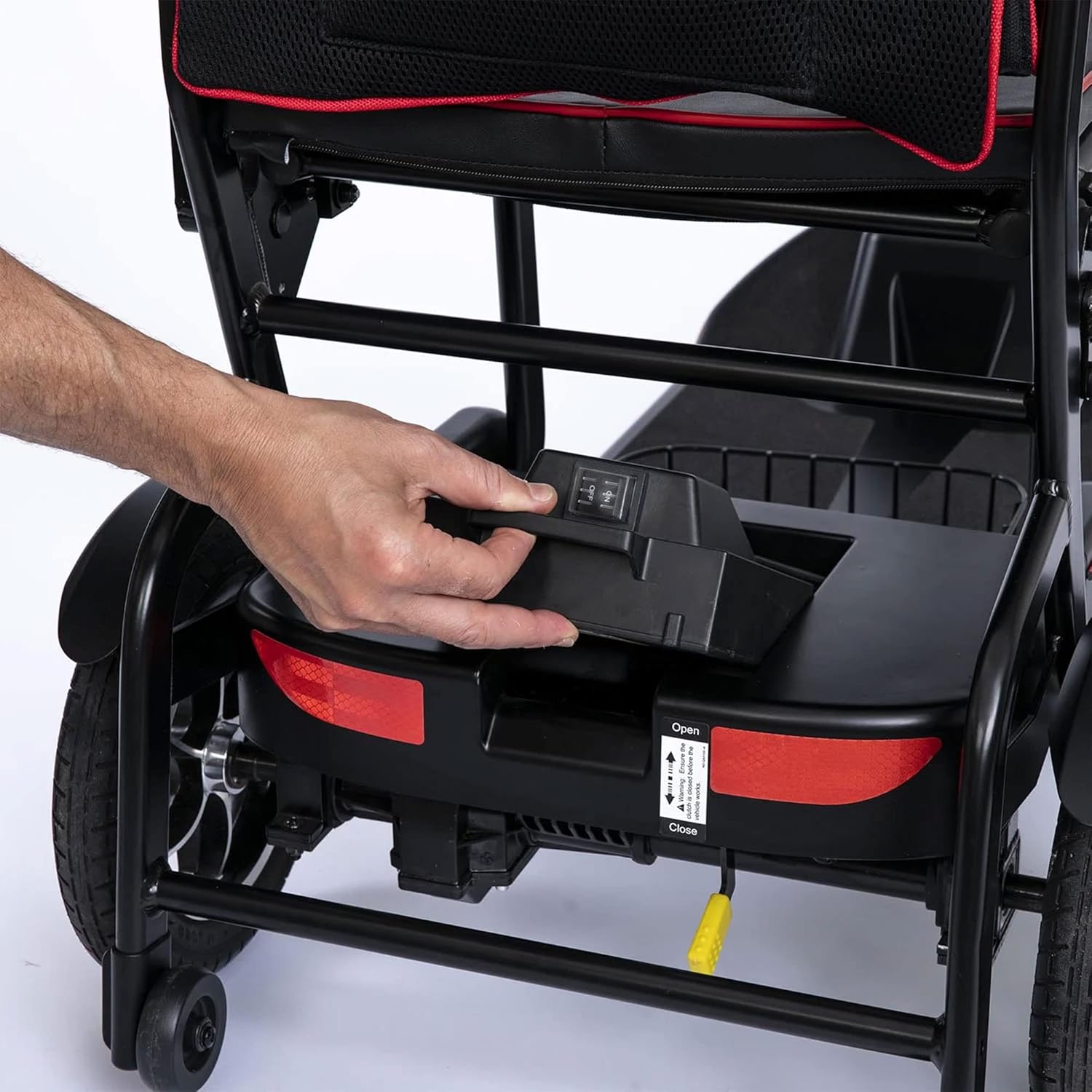 FeatherMobility - Black 4 Wheel Mobility Scooter 37 lb Frame - Long Range Battery, Compact Fold for Travel, with Arm Rests, and Basket - 265 lb Capacity