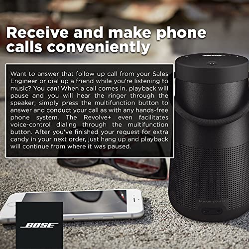 Bose SoundLink Revolve+ (Series II) Bluetooth Speaker, Portable Speaker with Microphone, Wireless Water Resistant Travel Speaker with 360 Degree Sound, Long Lasting Battery and Handle, Black