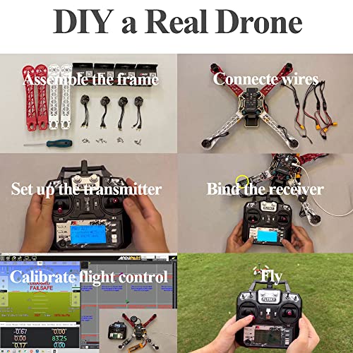 HAWK'S WORK F450 Drone Kit to build, DIY Quadcopter Set, Frame + Pixhawk + GPS + Power Module + ESC + Brushless Motor + Prop + Battery + RC Transmitter & Receiver + Accessory + Guild Book & Video (A)