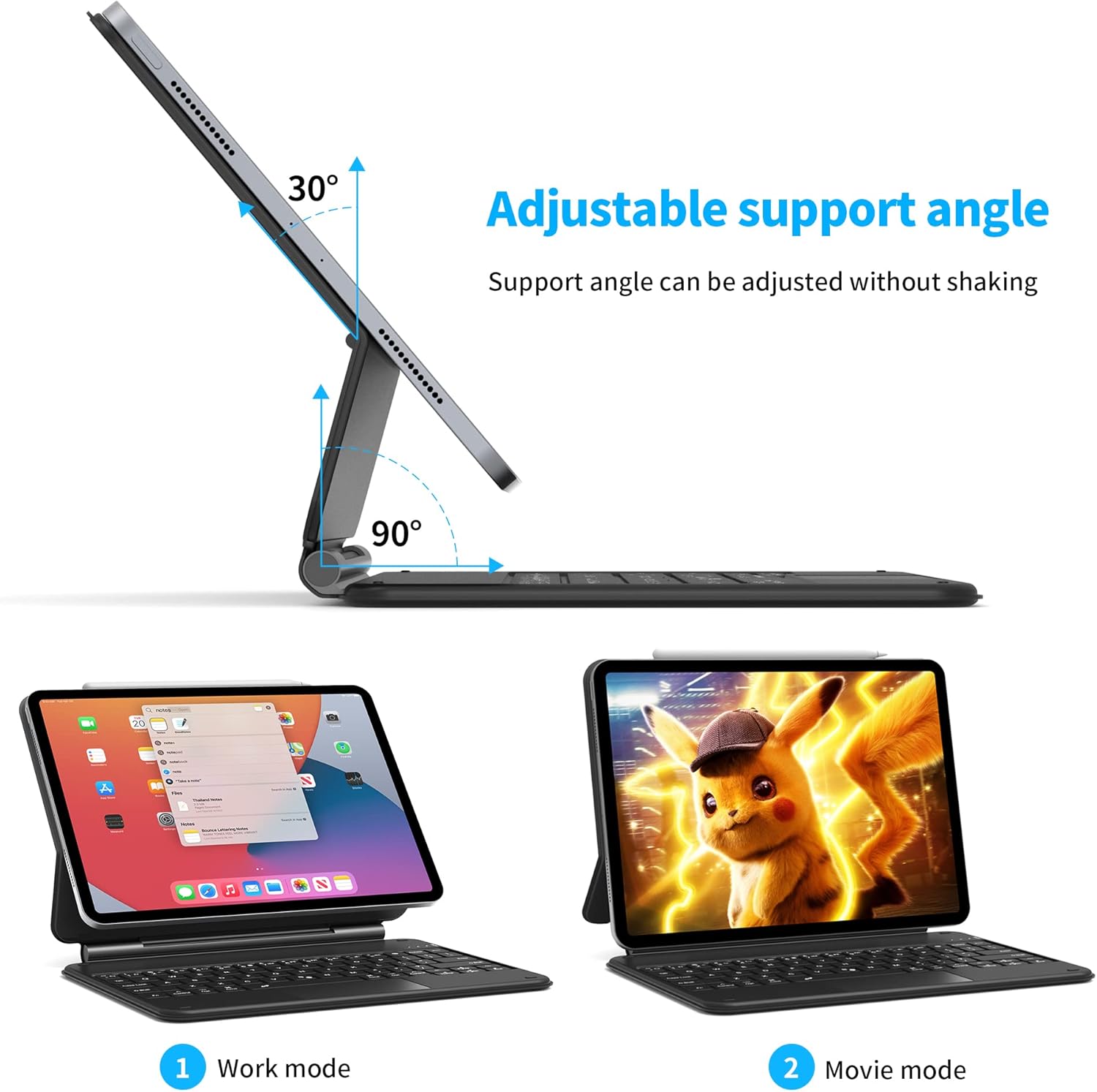 WIWU Magnetic Keyboard Case for iPad Pro 12.9‑inch, iPad Keyboard Case with iPadOS Shortcuts, Floating Cantilever Stand, Wireless Bluetooth, Attaches Magnetically, Multi-Touch Trackpad,7-Color Backlit