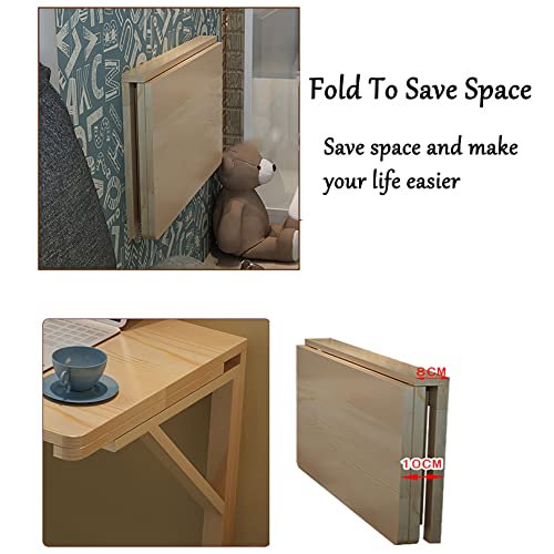 Side Table Solid Wood Wall Hanging Table Folding Table Dining Table Drop-Leaf Table Wall-Mounted Computer Table Desk Wall Table Study Table Double Support Side Table (Size : 80 * 40cm(31 * 16 (60 * 45