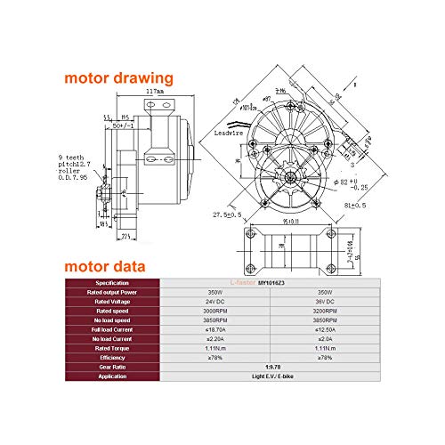 L-faster Freewheel 36V 350W Electric Bike Motor + Motor Controller + E-bike Grip Electric Bicycle Electric Engine Powerful 350W Motor (24V 350W kit)