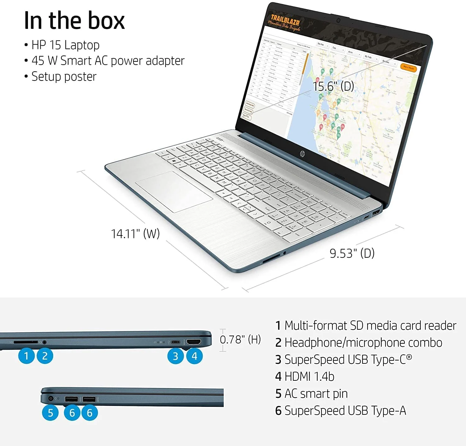 HP Newest 15.6" Full HD Laptop Computer for School or Home, AMD 6-Core Ryzen 5 5500U, 16GB Memory 1TB SSD, HDMI, Fast Charge, Windows 11 Home, Bundle with TSBEAU 4-Port USB Hub + USB LED Light