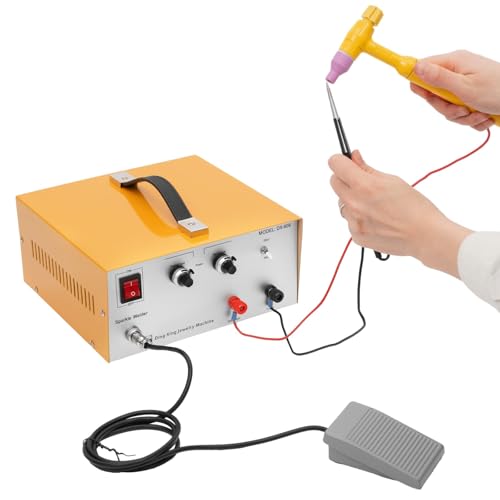 80A Pulse Spot Welder, 110V Jewelry Spot Welder, Gold Silver Jewelry Spot Welding Machine, Electric Soldering Machine With Foot Pedal, for Gold Silver Steel Jewelry Welding (Yellow)