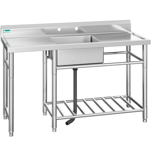 YITAHOME Freestanding Stainless-Steel Single Bowl NSF Commercial Sink Kitchen Sink Station for Restaurant Garage Indoor Outdoor 29in