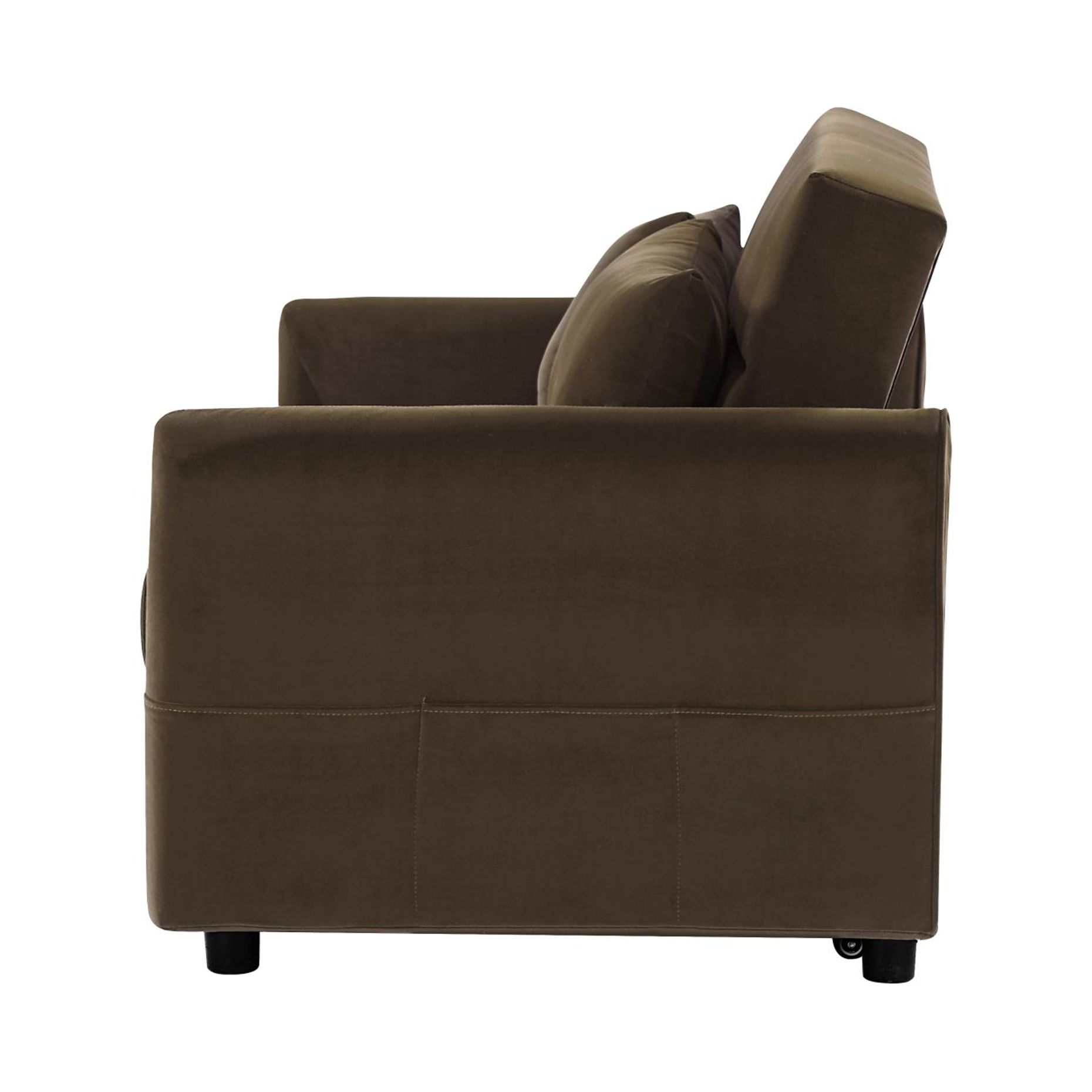 RUXAN Double seat sofa bed sofa with pull-out bed, adjustable backrest with 2 lumbar pillows for small living rooms, apartments, etc.-Light Brown