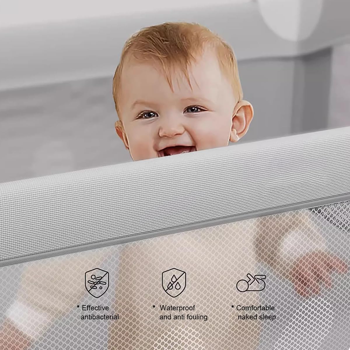 5-in-1 Playpen Portable Crib for Baby,Multifunction Bedside Crib from Newborn to Toddlers,U-Shaped Diaper Changer,Carry Bag,Music Mobile Baby Bassinet