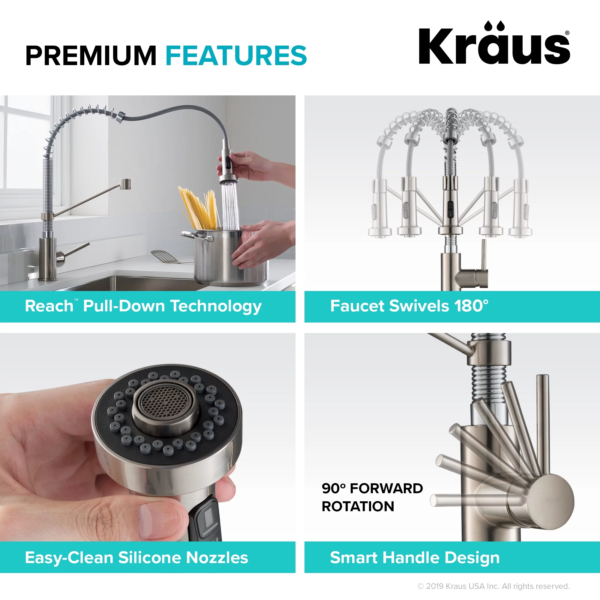 Kraus Bolden™ Single Handle 18-Inch Commercial Kitchen Faucet with Dual Function Pull-Down Sprayhead in Stainless Steel/Chrome Finish