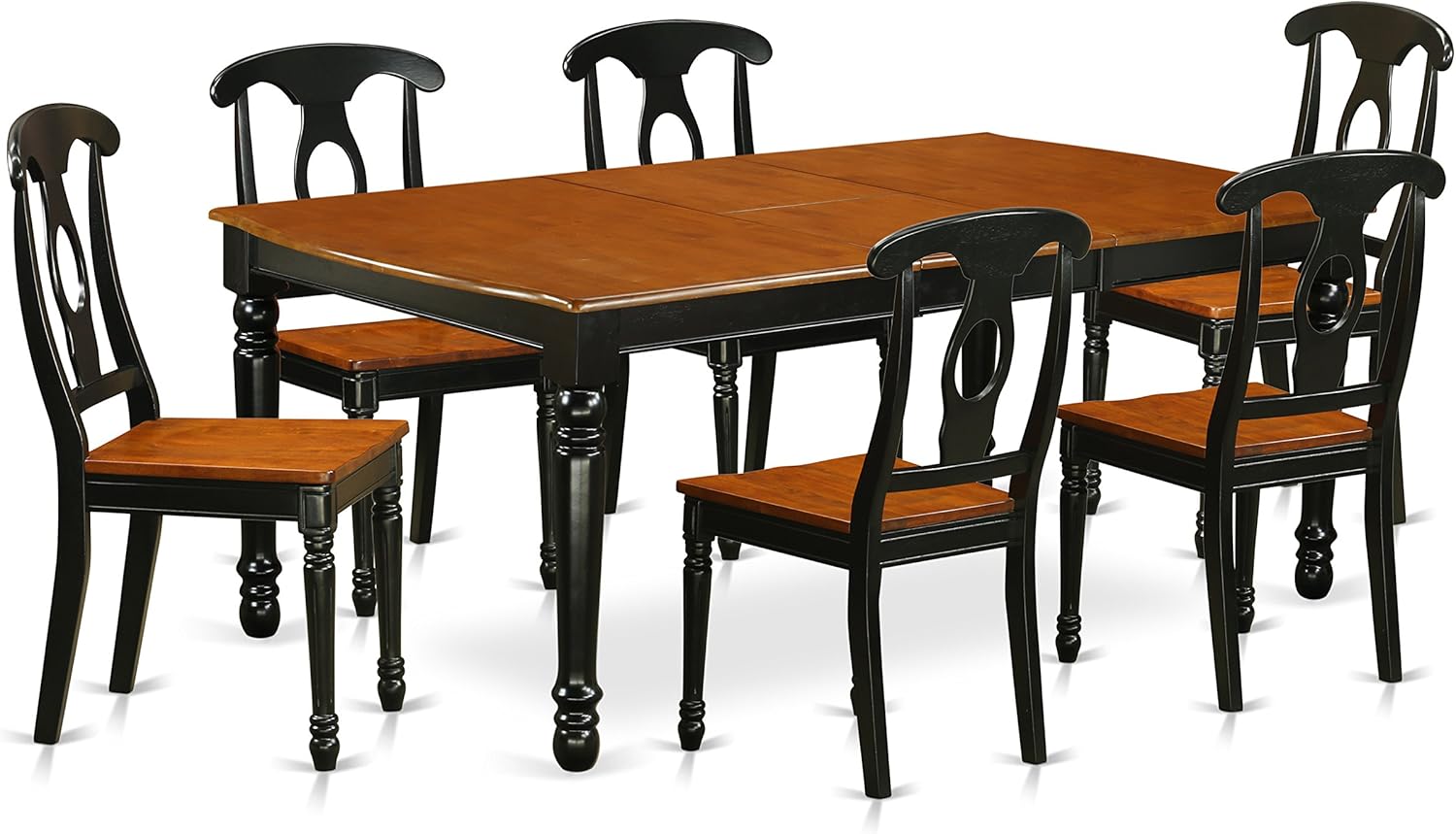 East West Furniture DOKE7-BCH-W Dover 7 Piece Modern Set Consist of a Rectangle Wooden Table with Butterfly Leaf and 6 Dining Room Chairs, 42x78 Inch, Black & Cherry