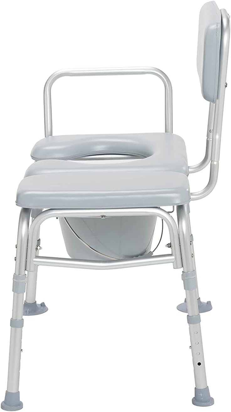 Drive Medical 12005KDC-1 Transfer Bench Commode Chair for Toilet with Padded Seat, Gray