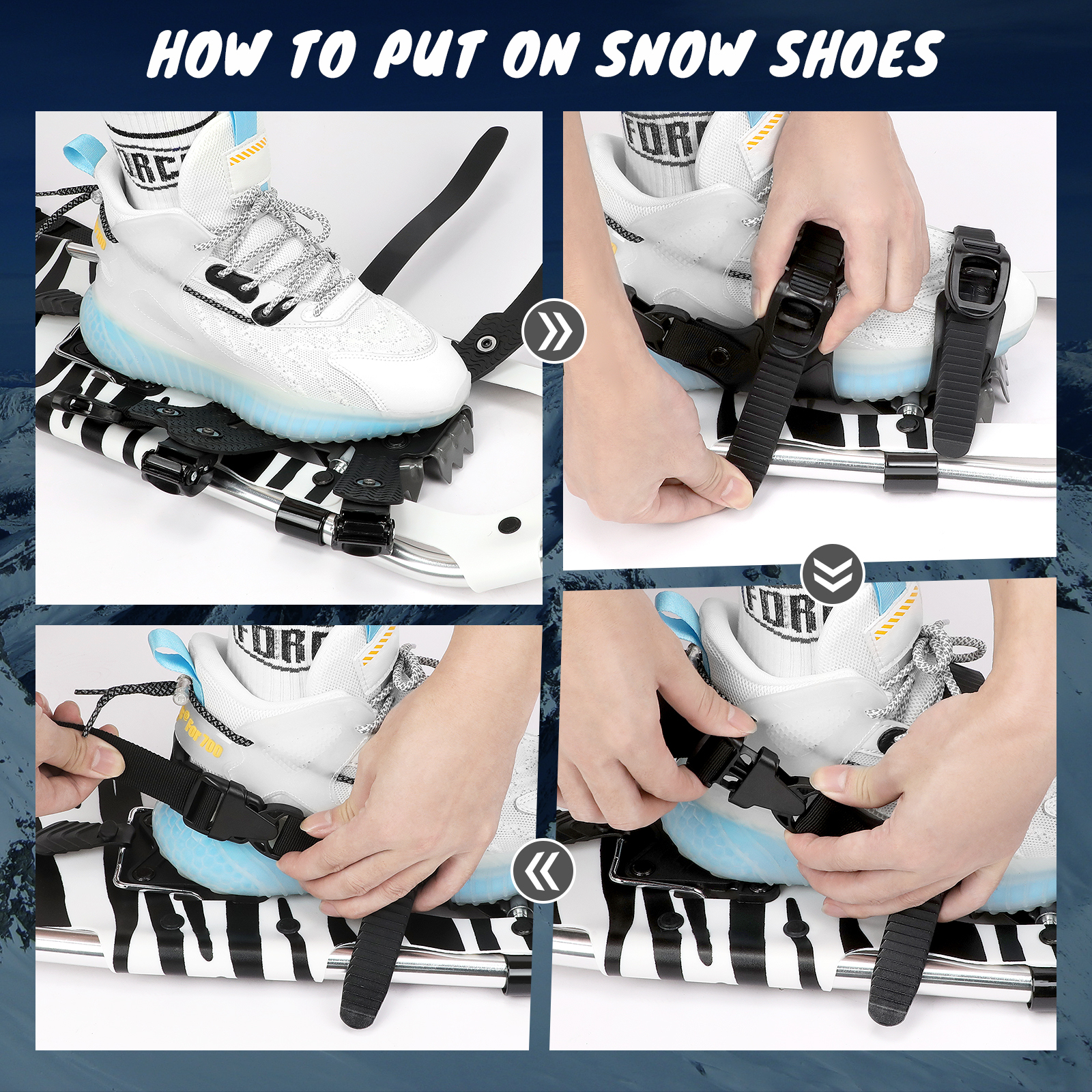 Snowshoes and 25" Snowboards Adjustable Bindings Hiking Trekking Poles Lightweight Zebra pattern Backpacking Aluminum with Carrying Tote Bag for adult