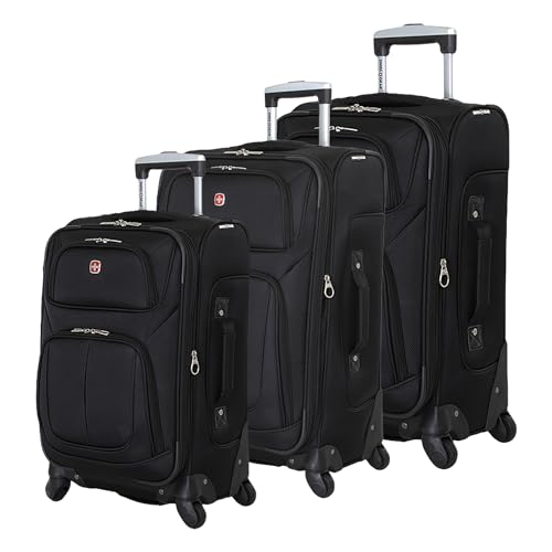 SwissGear Sion Softside Expandable Luggage, Black, Checked-Large 29-Inch