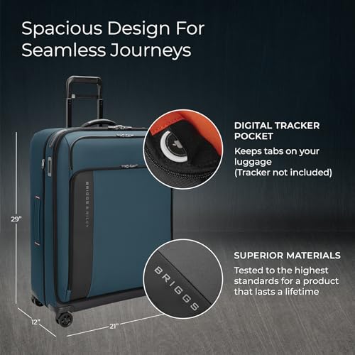 Briggs & Riley Domestic 22" Carry On Expandable Spinner - Luggage for Travel, Suitcases with Wheels, Softside Rolling Bag for Men & Women, Self-Repairing Zipper - ZDX Collection, Black