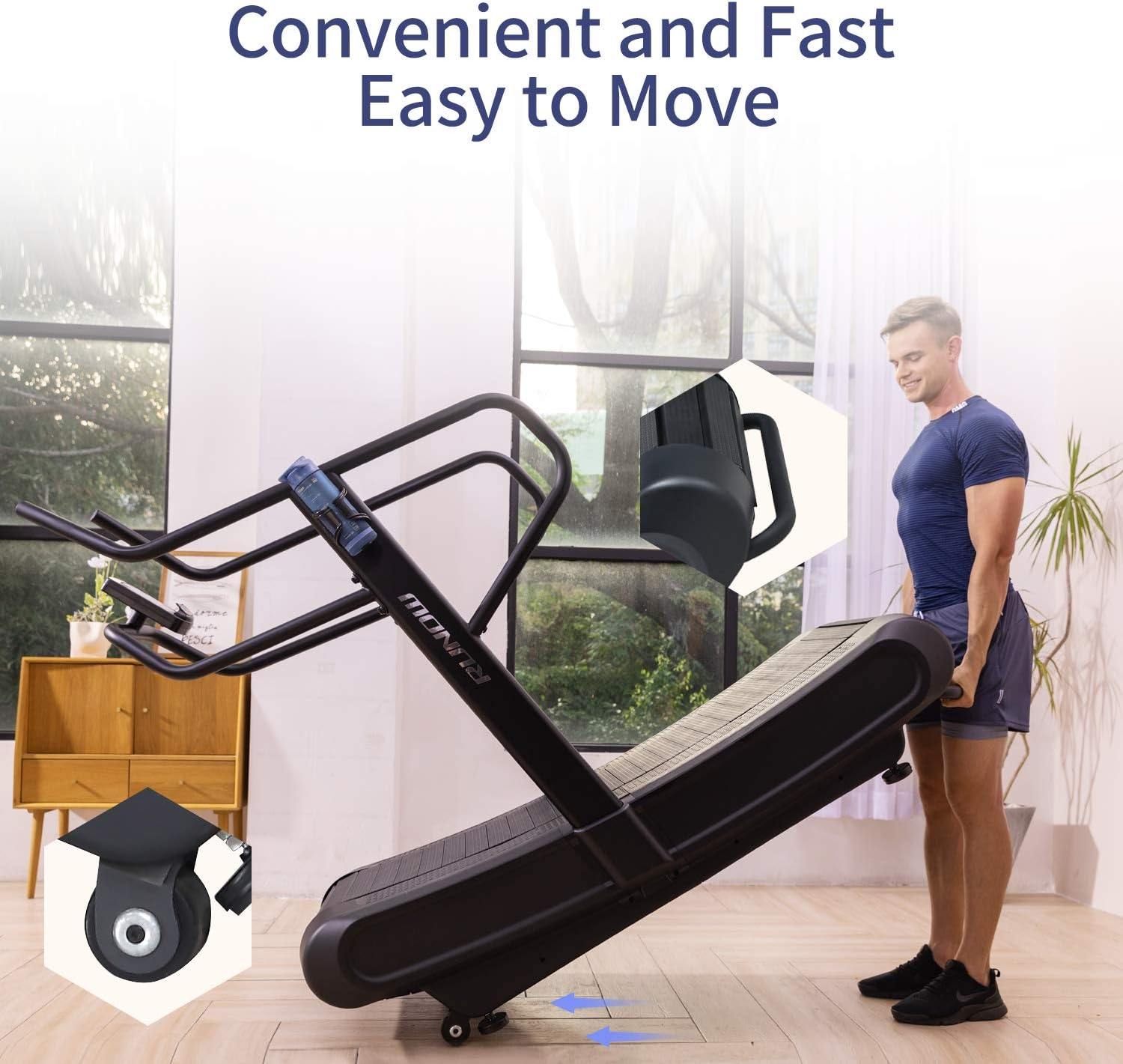RUNOW Curved Treadmill, Non-electric Motorized Treadmill for Commercial & Home Running Machine with Customization & Resistance Adjustment