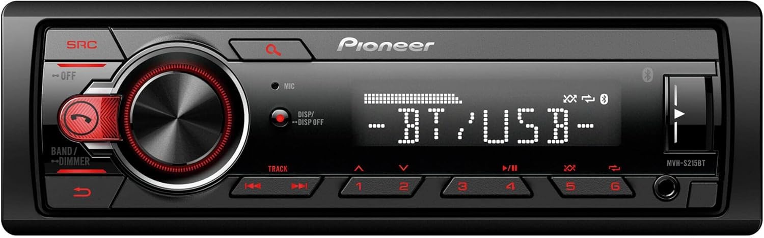 MVHS215BT- Pioneer Single Din Car Stereo In-Dash CD Player AM/FM with Charger Cable