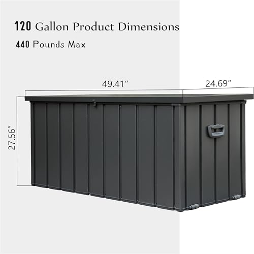 150 Gallon Storage Deck Box,Outdoor Waterproof Heavy Duty Deck Storage Box,Lockable Large Storage Container Bench Patio Bin for Outside Cushions,Throw Pillows,Garden Tools,Dark Brown