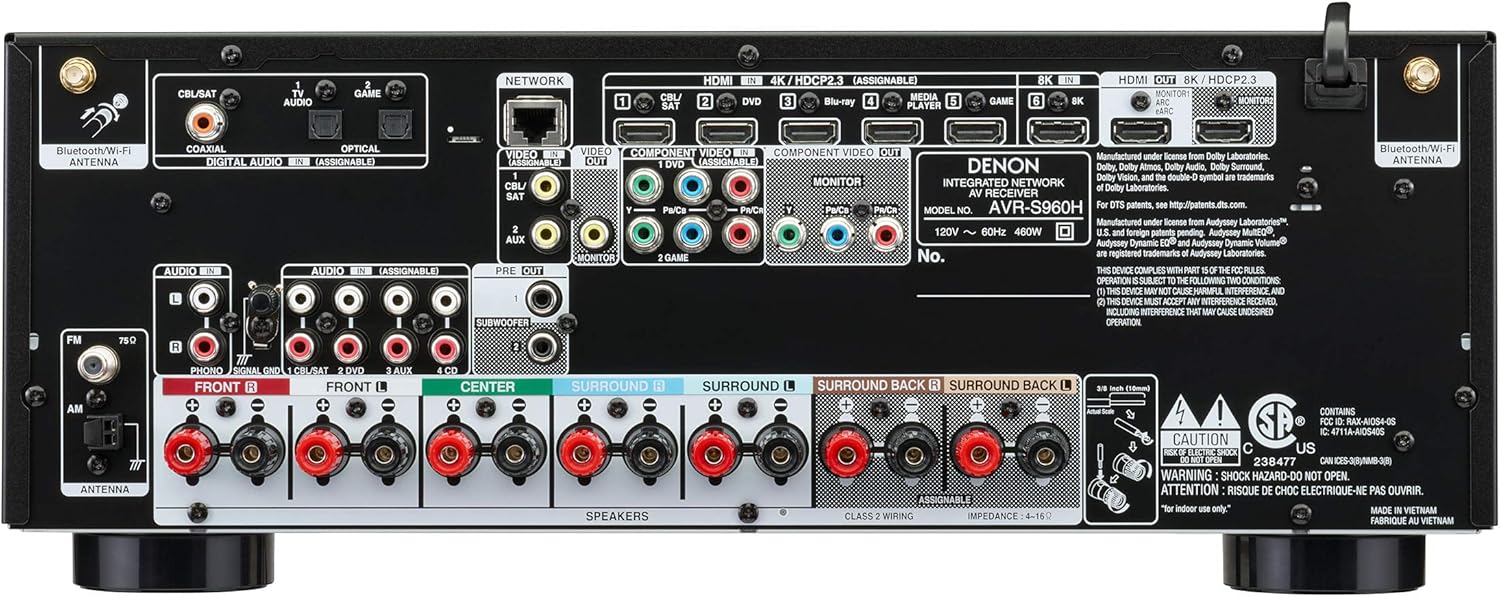 Denon AVR-S960H 8K Ultra HD 7.2 Channel (90Watt X 7) AV Receiver 2020 Model - Built for Gaming, Music Streaming, 3D Audio & Video, Alexa + HEOS, Black
