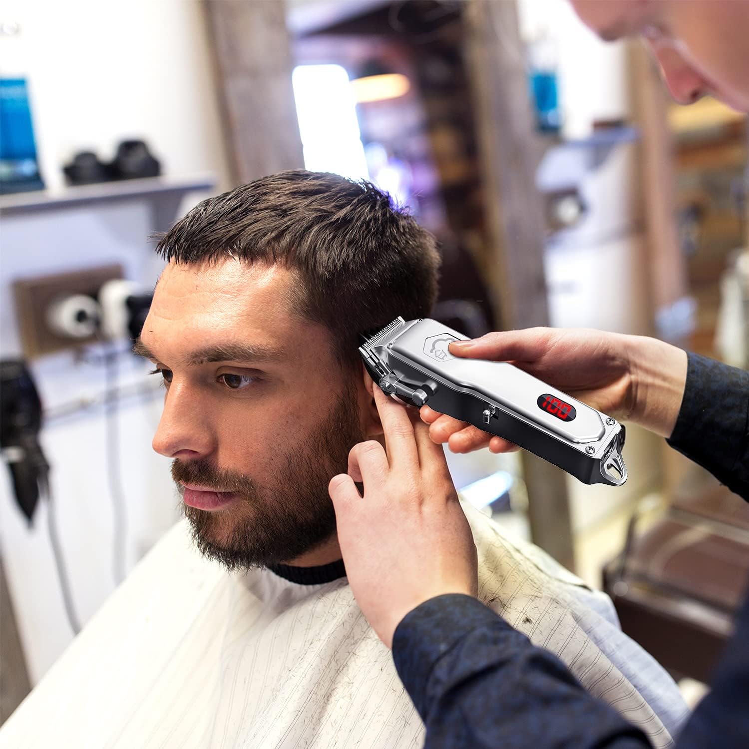JUSTSTONE Hair Clippers for Men Professional Cordless Clippers for Hair Cutting with LED Display, Rechargeable Hair Trimmer for Men Adjustable Barbers Grooming Kit Haircut Pack of 2