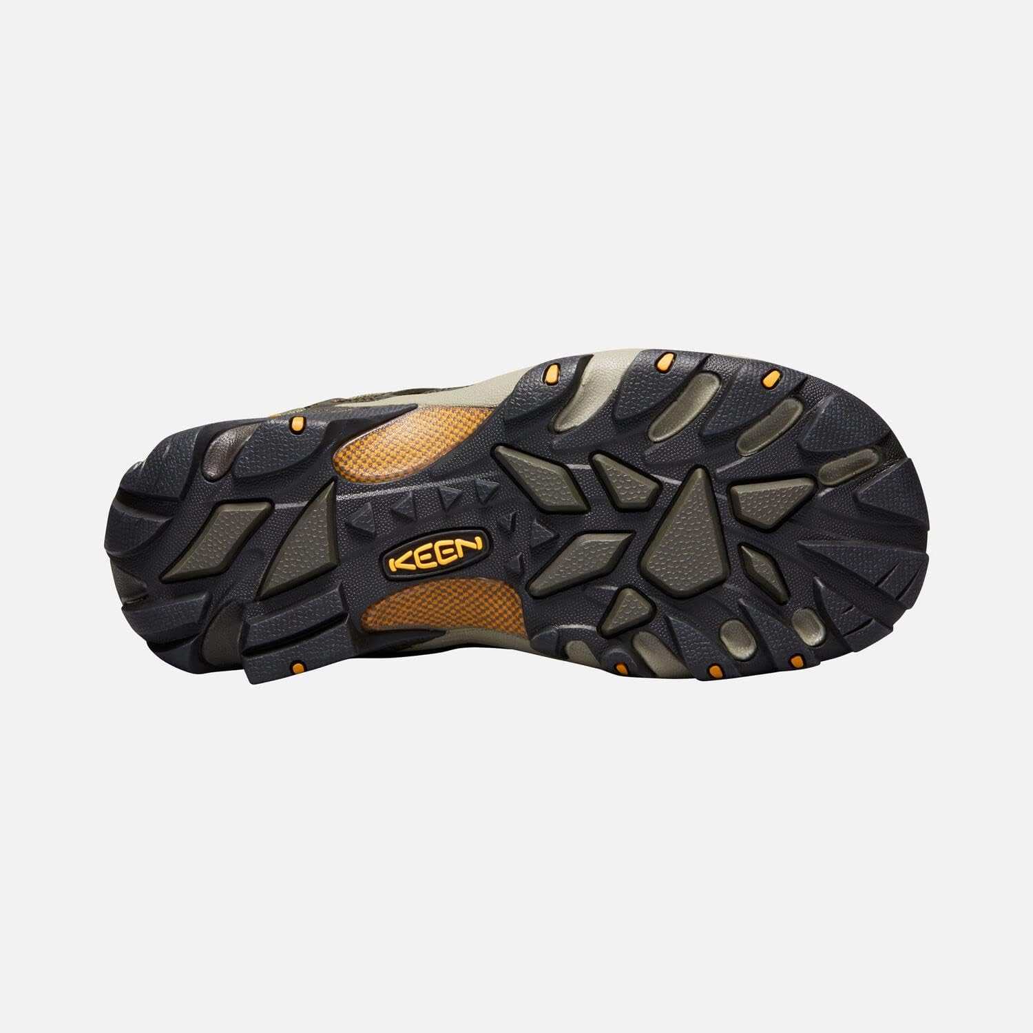 KEEN Men's Voyageur Low Height Breathable Hiking Shoes, Black Olive/Inca Gold, 10.5