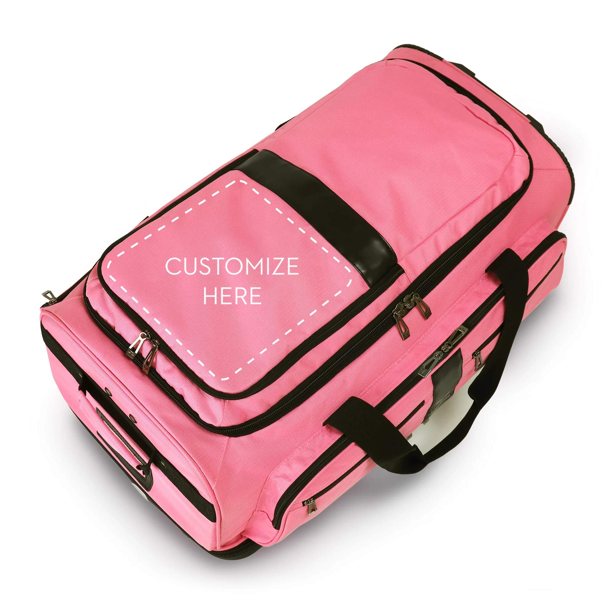 Travolution® – Newly Designed Garment Rack 28 inch Duffel with Wheels, Collapsible Lightweight Drop-Bottom Travel Luggage, Dance Costume Dream Duffel, Pink/Black